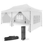 Tonnelle de jardin 3x6 m blanche - structure solide toile �paisse et imperm�able - parois 320 g / m� ...