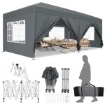 Tonnelle de jardin 3x6m avec 6 parois latrales tonnelle pliante avec verrouillage central stable facile ...