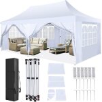 Tonnelle jardin 3x6m �tanche hiver tente �v�nementielle ext�rieure avec 6 parois et montage rapide blanc ...