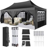 Tonnelle jardin 3x6m �tanche hiver tente �v�nementielle ext�rieure avec 6 parois et montage rapide noir ...