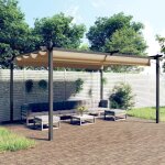 En solde tonnelle de jardin - burke - tente pliable imperm�able - avec toit r�tractable 4x3 m taupe j3641 ...