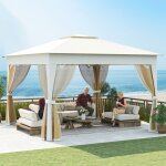 Tonnelle de jardin ext�rieur 3x3m - relax4life - toit double en oxford - hauteur r�glabe - tonnelle pliante ...
