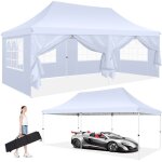 Tonnelle pliante 3x6m étanche stable tonnelle de jardin exterieur anti - uv sac de transport - blanc Tonnelle pliante 3x6m étanche stable tonnelle de jardin exterieur anti - uv sac de transport - blanc