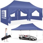 Tonnelle pliante 3x6m tanche stable tonnelle de jardin exterieur anti - uv sac de transport - bleu
