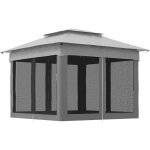 Tonnelle jardin exterieur barnum pliant 3 x 3 m mtal polyester impermabilis anti uv moustiquaires ...