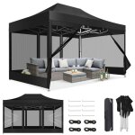 Tonnelle pliante 3x4. 5m imperm�able avec parois moustiquaires - anti - uv50 + pour jardin / plage / ...