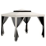 Tonnelle de jardin - outsunny - avec 4 moustiquaires amovibles - double toit - 3l x 3 m - cr�me