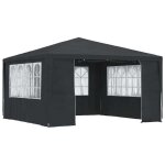 Tonnelle de jardin - tente de réception et parois latérales 4x4 m anthracite 90 g / m² shl59586 Tonnelle de jardin - tente de réception et parois latérales 4x4 m anthracite 90 g / m² shl59586