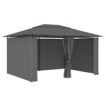Tonnelle de jardin - vidaxl - 4x3 m - anthracite - rideaux r�glables - r�sistant � leau - cadre en acier ...