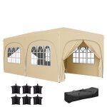 Tonnelle pliante 3 x 6m pop up - outsunny - hauteur ajustable - sac de transport et sacs de sable - sable ...