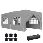 Tonnelle pliante 3 x 6m pop up - outsunny - hauteur ajustable - sac de transport et sacs de sable - gris ...
