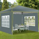 Tonnelle pliante 3x3 barnum pliant 3x3 tanche stable avec 4 parois latrales gris