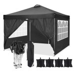 Tonnelle de jardin exterieur avec 4 c�t�s et 4 sacs pour camping plage mariage f�te festivalnoir