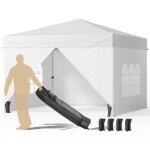 Tonnelle pliante 3x3 - bealife - ct - rideau - sac de rangement  roulettes - impermable - uv 50 + ...