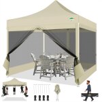 Tonnelle pliante 3x3 imperm�ablejardin exterieur avec moustiquaire parois lat�ralesanti uv pour exterieur ...