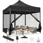 Tonnelle pliante 3x3 imperm�abletonnelle de jardin exterieur avec moustiquaire parois lat�rales?noir