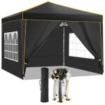 Tonnelle pliante 3x3m tonnelle de jardin imperméable avec 4 parois pour fête camping festival bière noir ... Tonnelle pliante 3x3m tonnelle de jardin imperméable avec 4 parois pour fête camping festival bière noir ...