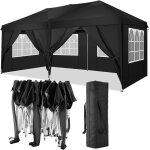 Tonnelle pliante 3x6 barnum pavillon de jardin avec 6 parois latrales hauteur rglable - noir