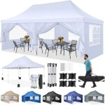Tonnelle pliante 3x6 barnum pliant tanche stable avec 6 parois latralesblanc