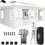 Tonnelle pliante 3x6 tonnelle de jardin exterieur imperm�able tente de reception avec 6 panneaux lat�rauxblanc ...