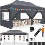 Tonnelle pliante 3x6 tonnelle de jardin impermable pour exterieur avec 6 parois latrales protection ...