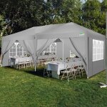Tonnelle pliante 3x6 m tonnelle de jardin imperm�able avec 6 c�t�s barnum professionnel gris