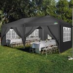 Tonnelle pliante 3x6 m tonnelle de jardin imperm�able avec 6 c�t�s barnum professionnel noir