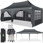 Tonnelle pliante 3x6 m professionnel avec 6 parois tonnelle de jardin impermable anti - uv chapiteau ...
