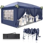 Tonnelle pliante 3x6m �tanche stable tonnelle de jardin exterieur anti - uv sac de transport - bleu