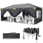 Tonnelle pliante 3x6m tanche stable tonnelle de jardin exterieur anti - uv sac de transport - gris