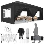 Tonnelle pliante 3x6m tonnelle de jardin avec 6 parois latrales tanche stable structure de verrouillage ...