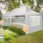 Tonnelle pliante barnum pliant 3x6m - impermable avec uv protection 50 + et 6 parois latraux pour plage ...