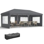 Tonnelle pop - up pliante - outsunny - 3 x 6 m - 3 cot�s d�montables - piquets dancrage au sol + sac ...