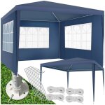 Tonnelle - tectake - pavillon imperm�able barinas 3x3m avec 3 parois lat�rales amovibles - bleu