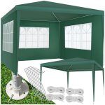Tonnelle - tectake - pavillon impermable barinas 3x3m avec 3 parois latrales amovibles - vert