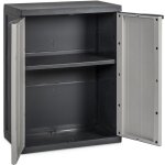 Armoire de jardin - toomax - bios midi low - gris - 65�37�85 cm - �tag�re r�glable 20 kg