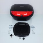 Top case biketek top box 52l noir et rouge avec platine pour moto scooter neuf