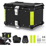 Top case moto 80l aluminium universel - coffre arri�re moto noir mat - bo�te casque voyage outils - compatible ...