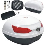 Top case moto bagage coffer val avec dossier 46 lt. quad touring blanc