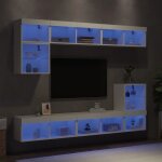Top s�lection unit�s murales tv �clairages led rvb - 8 pcs - ruigou - meuble t�l� - blanc - bois ding�nierie ...