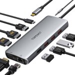 Topesct adaptateur usb c hub usb c hdmi 4k pd 100w usb c 3. 0 2 * usb 3. 0 lecture de carte sd / tf dock ...