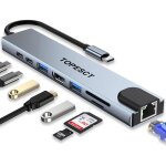 Topesct adaptateur usb c hub usb c hdmi 4k pd 100w usb c 3. 0 2 * usb 3. 0 lecture de carte sd / tf dock ...