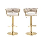 Topesct - tabouret de bar - beige tabouret de bar rglable en hauteur velours pivotant  360 chaise ...