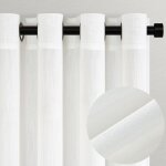 Topfinel lot de 2 rideau voilage blanc avec ?illets - rideau en voile semi - transparent - rideau lin ...