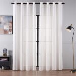 Topfinel rideau 140x225cm voilage blanc de chambre motif rayures verticales rideau voile transparent ...