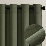 Topfinel rideau lin de salon semi - transparent rideau voilage avec ?illets rideau courts vert olive ... Topfinel rideau lin de salon semi - transparent rideau voilage avec ?illets rideau courts vert olive ...