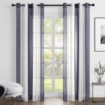 Topfinel rideau voilage 140x160cm blancgris rayures lot de 2 transparent voilage fenetre  ?illets dintrieur ...