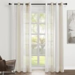 Topfinel rideau voilage 140x160cm blanckaki rayures lot de 2 transparent voilage fenetre à ?illets dintérieur ... Topfinel rideau voilage 140x160cm blanckaki rayures lot de 2 transparent voilage fenetre à ?illets dintérieur ...