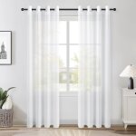 Topfinel rideaux voilage blanc 140x235cm(largeur x hauteur)en effet lin - rideau oeillets decor salon ...