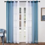 Topfinel rideaux voilage bleu et blanc pour chambre enfant fille salon rideau transparent  oeillets ...